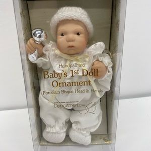 Department 56 hand painted baby’s first ornament porcelain bisque head & face